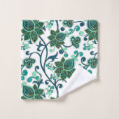 Groene en Blauwgroen Paisley Flowers Bad Handdoek (Wasdoekje)