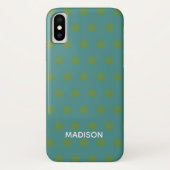 Groene en Blauwgroen polka punt Persoonlijke naam Case-Mate iPhone Case (Achterkant)
