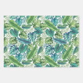 Groene en Blauwgroen tropische palmbanaanmosterdbl Inpakpapier Vel (Voorkant 3)