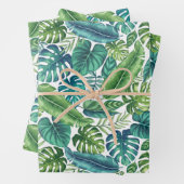 Groene en Blauwgroen tropische palmbanaanmosterdbl Inpakpapier Vel (In situ)