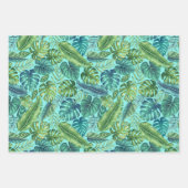 Groene en Blauwgroen tropische palmbanaanmosterdbl Inpakpapier Vel (Voorkant 2)