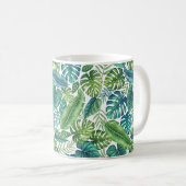 Groene en Blauwgroen tropische palmbanaanmosterdbl Koffiemok (Voorkant rechts)