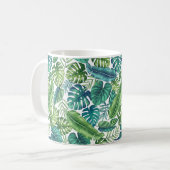 Groene en Blauwgroen tropische palmbanaanmosterdbl Koffiemok (Voorkant links)