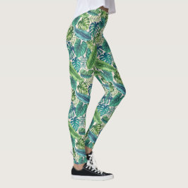 Groene en Blauwgroen tropische palmbanaanmosterdbl Leggings