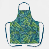 Groene en Blauwgroen tropische palmbanaanmosterdbl Schort (Voorkant)