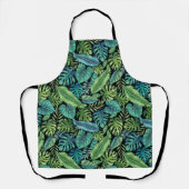 Groene en Blauwgroen tropische palmbanaanmosterdbl Schort (Voorkant)