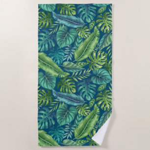 Groene en Blauwgroen tropische palmbanaanmosterdbl Strandlaken