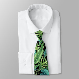 Groene en Blauwgroen tropische palmbanaanmosterdbl Stropdas