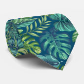 Groene en Blauwgroen tropische palmbanaanmosterdbl Stropdas (Opgerold)