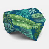 Groene en Blauwgroen tropische palmbanaanmosterdbl Stropdas (Opgerold)