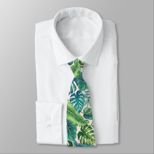 Groene en Blauwgroen tropische palmbanaanmosterdbl Stropdas