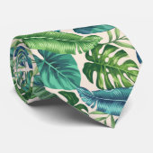 Groene en Blauwgroen tropische palmbanaanmosterdbl Stropdas (Opgerold)