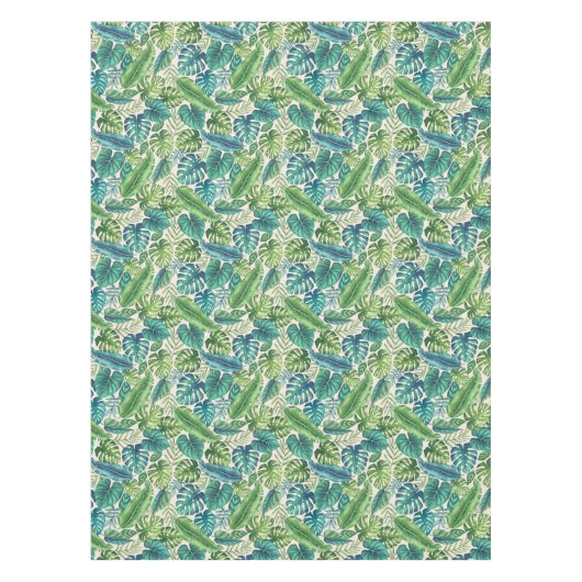 Groene en Blauwgroen tropische palmbanaanmosterdbl Tafelkleed (Voorkant)