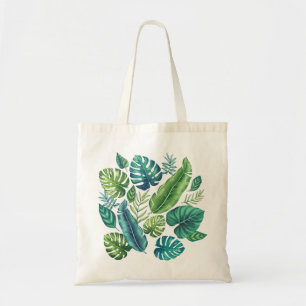 Groene en Blauwgroen tropische palmbanaanmosterdbl Tote Bag