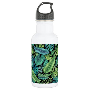 Groene en Blauwgroen tropische palmbanaanmosterdbl Waterfles
