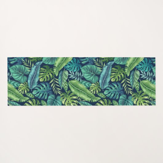 Groene en Blauwgroen tropische palmbanaanmosterdbl Yogamat (Achterkant (horizontaal))