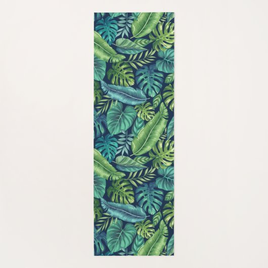 Groene en Blauwgroen tropische palmbanaanmosterdbl Yogamat (Achterkant)