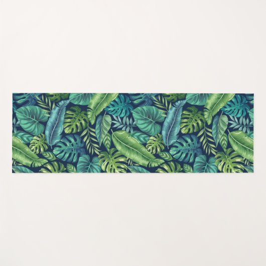 Groene en Blauwgroen tropische palmbanaanmosterdbl Yogamat (Voorkant (horizontaal))