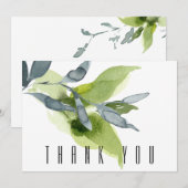 Groene en Blauwgroen Waterverf Foliage Funeral Bed Bedankkaart (Voorkant / Achterkant)