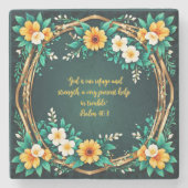 Groene en Bloemenkrans  Stenen Onderzetter (Voorkant)