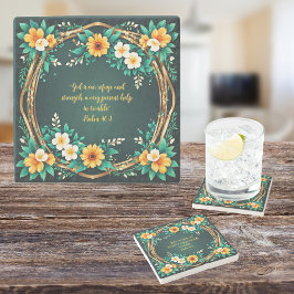 Groene en Bloemenkrans  Stenen Onderzetter