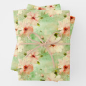 Groene en Blush Bloemen Elegante Boho Inpakpapier Vel (In situ)