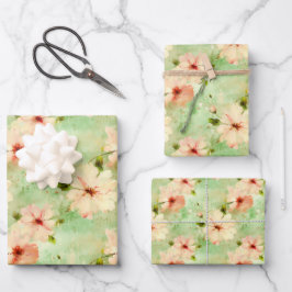 Groene en Blush Bloemen Elegante Boho Inpakpapier Vel