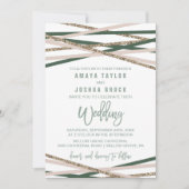 Groene en Blush Streamers Wedding Kaart (Voorkant)