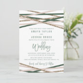 Groene en Blush Streamers Wedding Kaart (Staand voorkant)