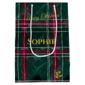 Groene en Bourgondische handgetekende kerststallen Medium Cadeauzakje (Achterkant)