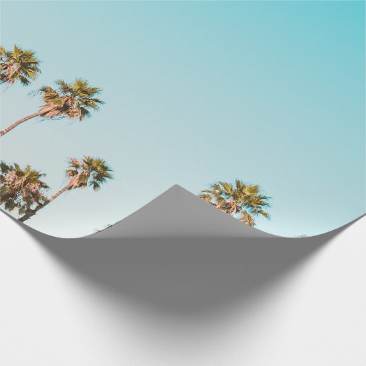 GROENE EN BROEIENDE PALMBOMEN ONDER DUIDELIJKE BLA CADEAUPAPIER (Hoek)