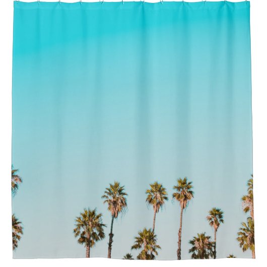 GROENE EN BROEIENDE PALMBOMEN ONDER DUIDELIJKE BLA DOUCHEGORDIJN (Voorkant)