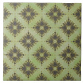 Groene en Bronze Diamond Burst Pattern Tegeltje (Voorkant)