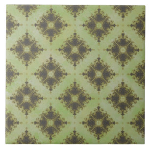 Groene en Bronze Diamond Burst Pattern Tegeltje