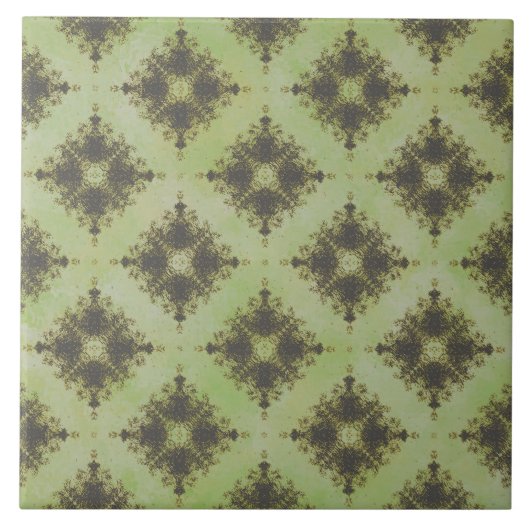 Groene en Bronze Diamond Burst Pattern Tegeltje (Voorkant)