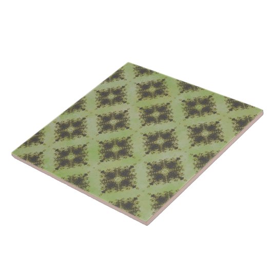 Groene en Bronze Diamond Burst Pattern Tegeltje (Zijkant)