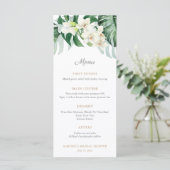 Groene En Bronzen Tropische Blad Bruiloft Feest Menu (Staand voorkant)