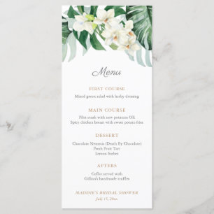 Groene En Bronzen Tropische Blad Bruiloft Feest Menu