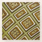 Groene en bruine architectuurafdrukken glazen onderzetter (Voorkant)