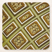 Groene en bruine architectuurafdrukken kartonnen onderzetters (Voorkant)