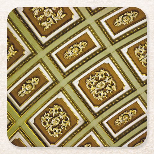 Groene en bruine architectuurafdrukken kartonnen onderzetters (Voorkant)