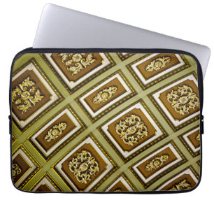 Groene en bruine architectuurafdrukken laptop sleeve