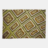 Groene en bruine architectuurafdrukken theedoek (Horizontaal)