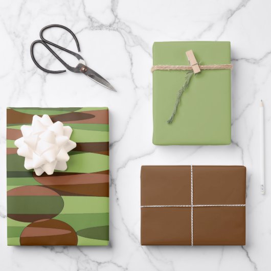 Groene en bruine bollen inpakpapier vel (Voorkant)