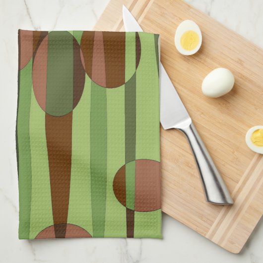 Groene en bruine bollen theedoek (Quarter Fold)