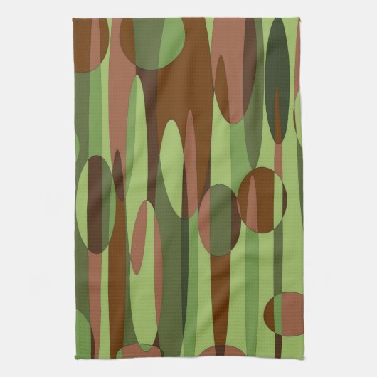 Groene en bruine bollen theedoek (Verticaal)
