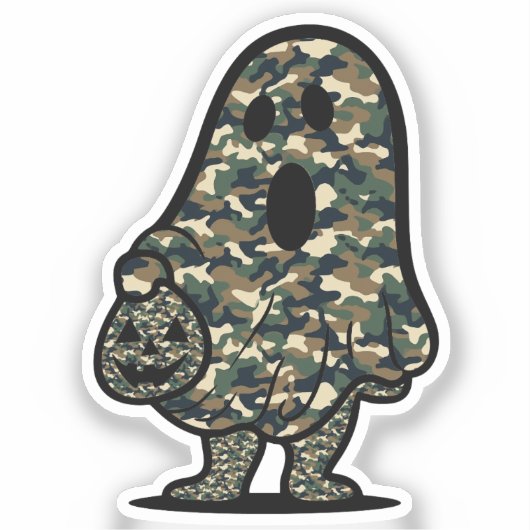 Groene en bruine camouflage geest sticker (Voorkant)