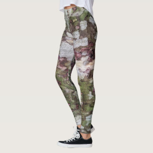 Groene en bruine camouflageboomcamo leggings
