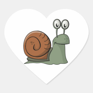 Groene en Bruine Cartoon Slak Hart Sticker