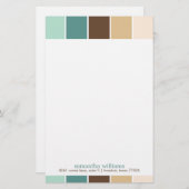 Groene en bruine moderne decoratieve kleurenblokke briefpapier (Voorkant / Achterkant)